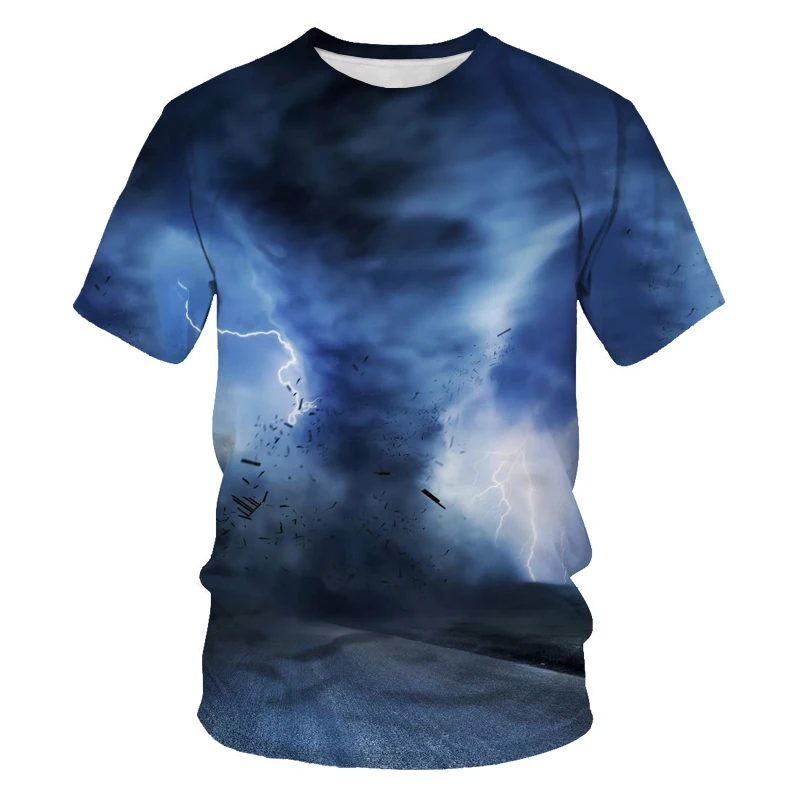 

Футболка мужская с 3D-принтом пейзажа, модная Свободная рубашка с круглым вырезом, одежда в стиле хип-хоп, уличная одежда в стиле Харадзюку