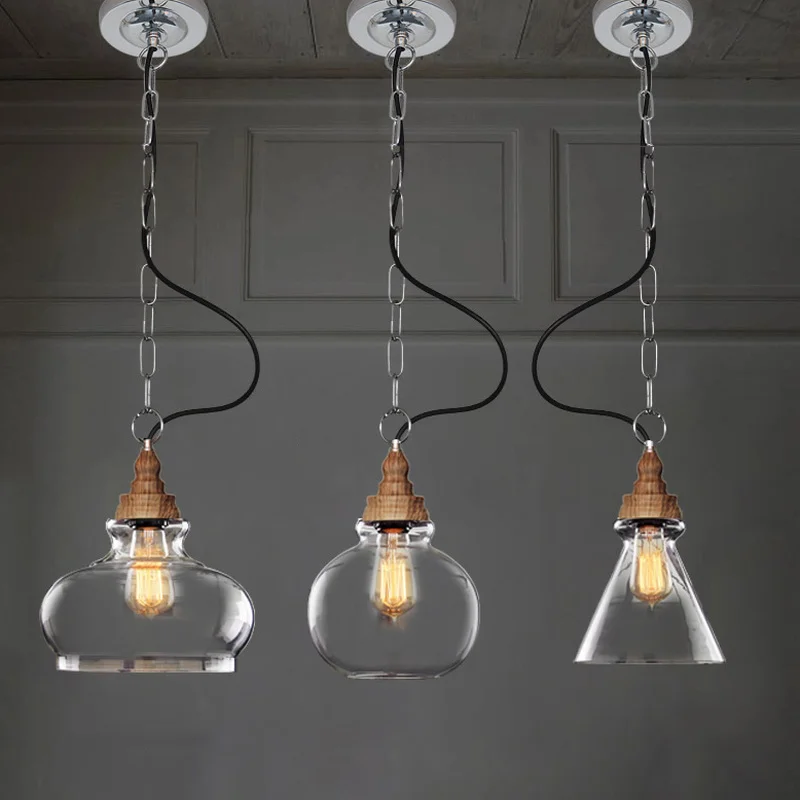 Мини из прозрачного стекла оттенок подвесные светильники промышленных