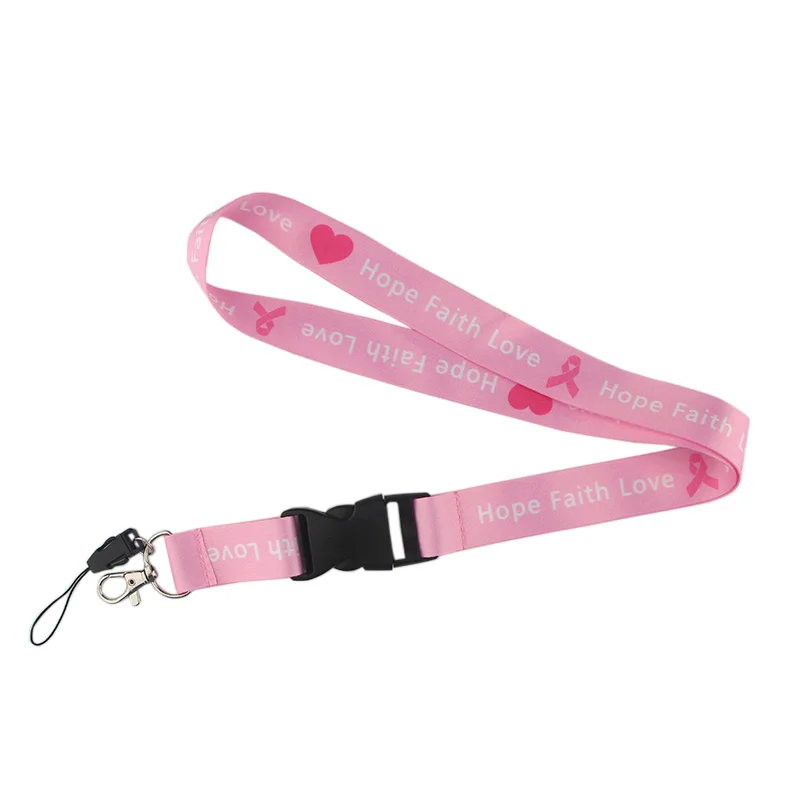 Ремешок на шею JF567 для защиты от рака груди розовая лента ключей ID карт телефонных