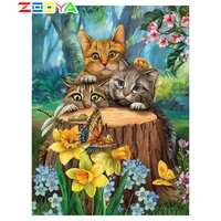 zooya diy 5d diamond painting cat full drill new arrival diamond embroidery animal mosaic handmade gift flower home decor