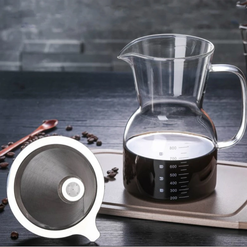 Стеклянный кофейник 800 мл зеркальные фильтры для кофе Перколятор из нержавеющей
