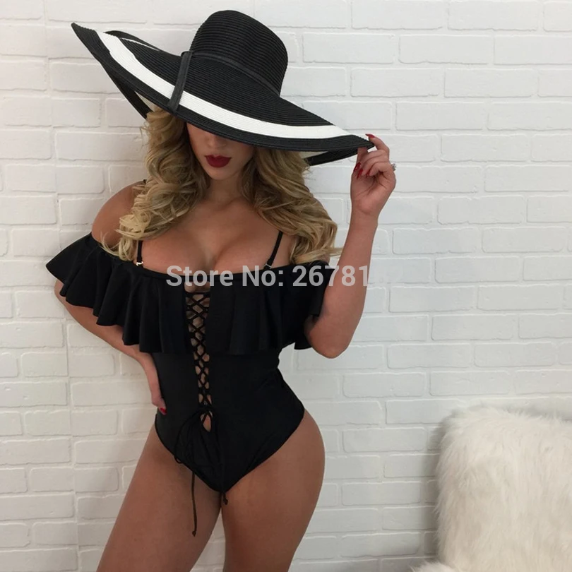 2018 сексуальный цельный купальник женский пуш ап монокини с оборками боди