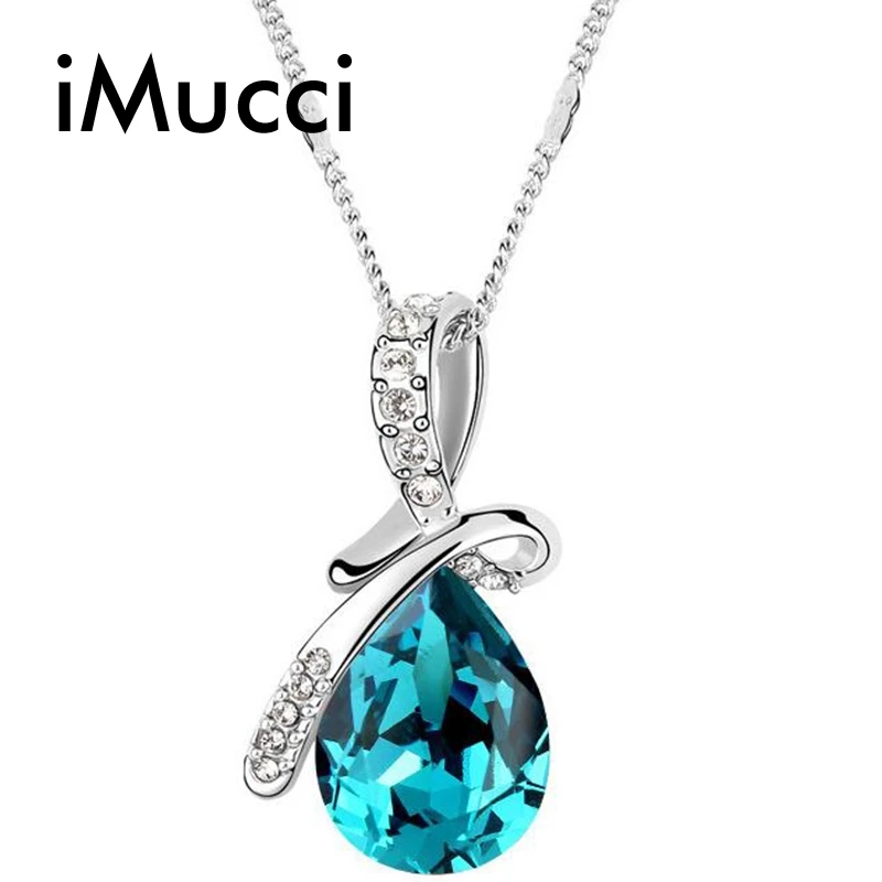 IMucci женская подвеска в форме капли воды ожерелья роскошное кристаллическое
