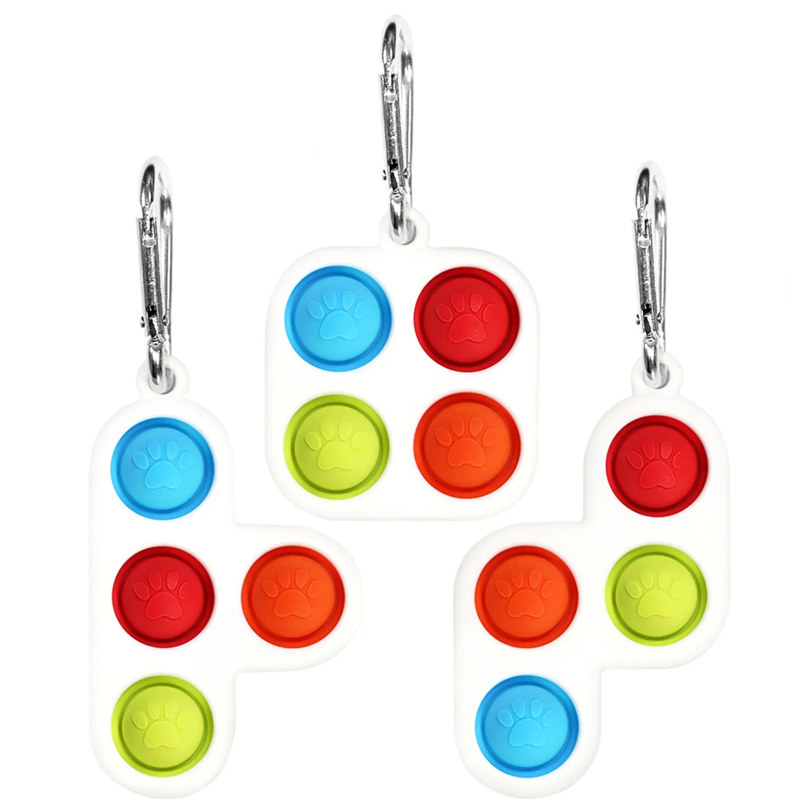 

1X decompression toy 1X buckle Keychain Pendant Silicone Decompression Toys Adult Children's Toys Relieve Anxiety Autism