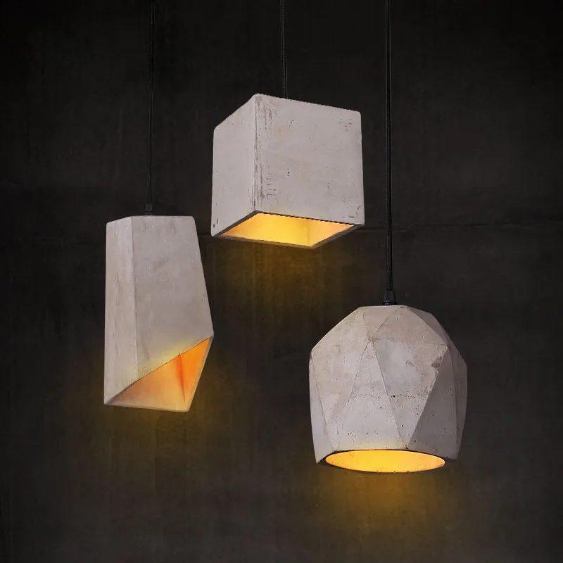 

Nordic Rustic Cement LED Pendant Lights Loft Style Lampe Vintage Industrial Lighting Fixtures Retro Hanging Light Lampen Lampara