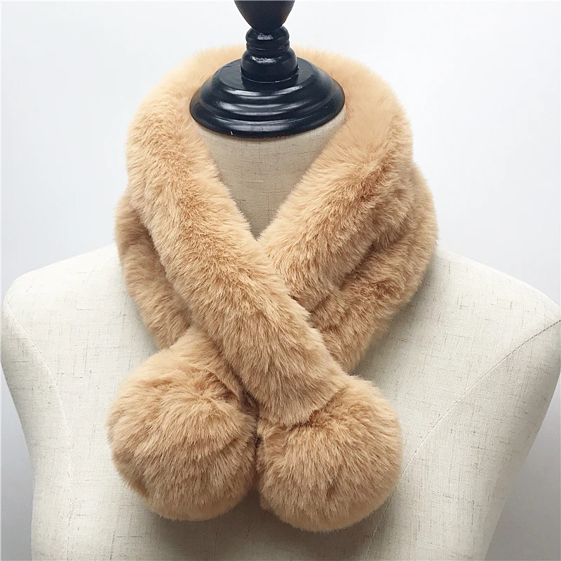 Зимний свитер в Корейском стиле Мао шарф Mao Искусственный из меха кролика рекс