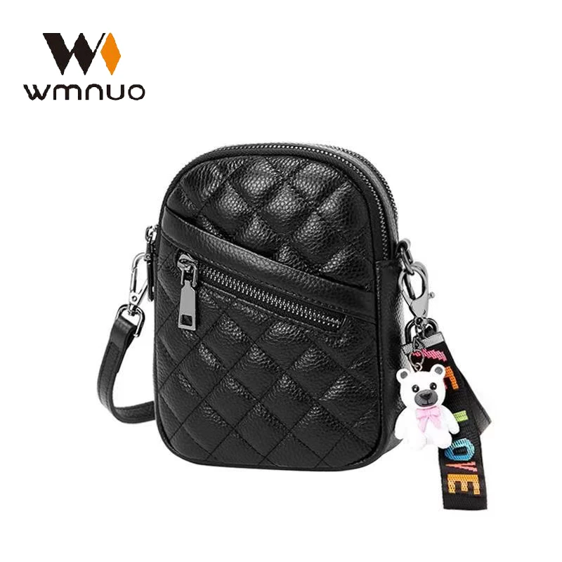 Женская сумка для телефона Wmnuo 2021 с двойной молнией вертикальная клетчатая мини