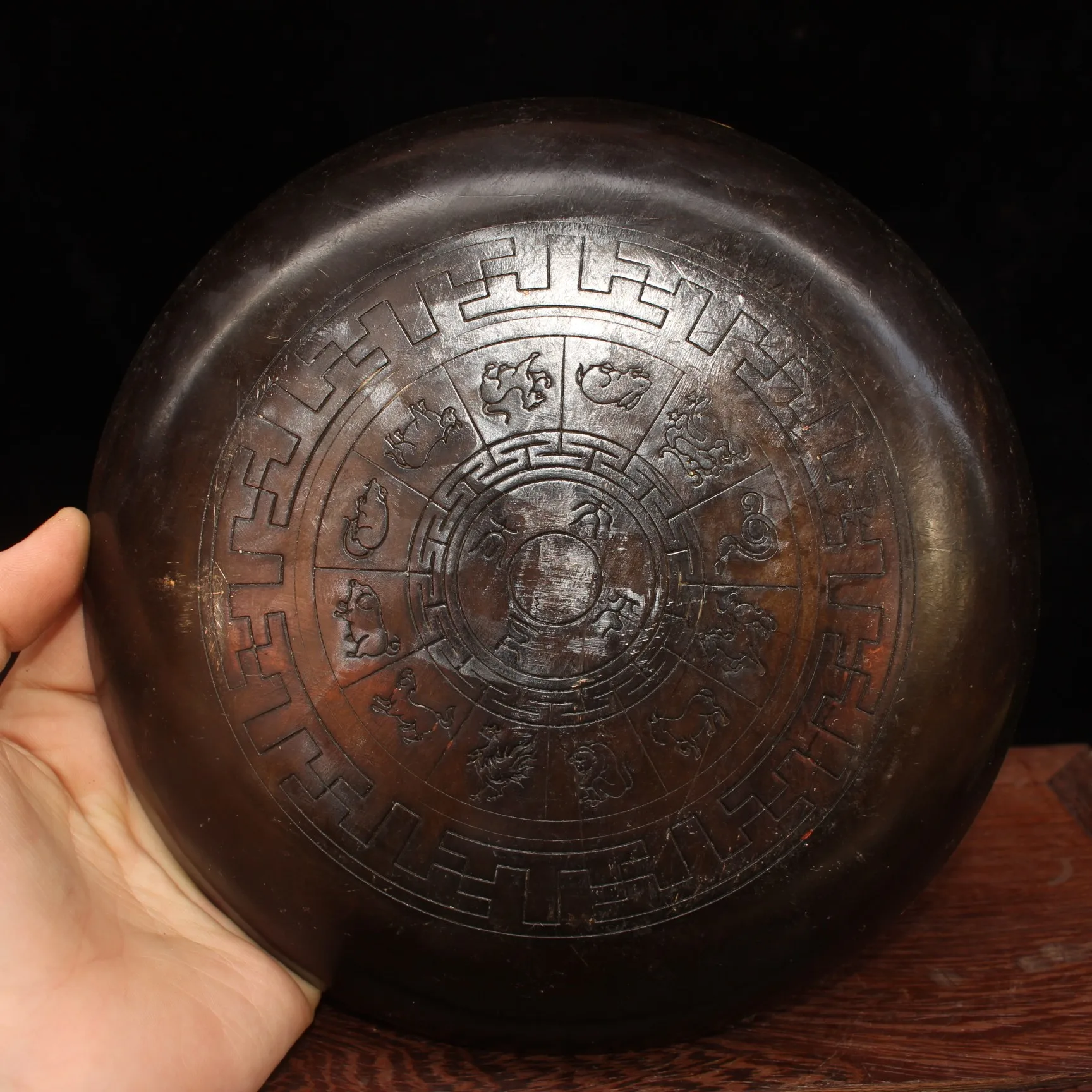 

China old Beijing old goods Seiko Copper Tire Cloisonne pattern plate