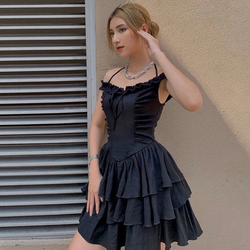 

Fashion Elegant Bow Pure Color Off Shoulder Ruffle Mini Dress Summer Party Birthday Festival French Romantic Dress Women