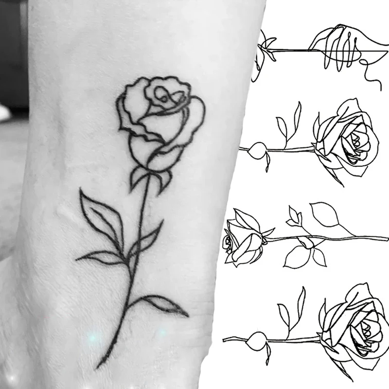 

Black Flower Leaf Temporary Tattoo Sticker Body Legs Arm Art Realistic Fake Tattoo Festival Party Bikini Women Girls MakeUp 1PC