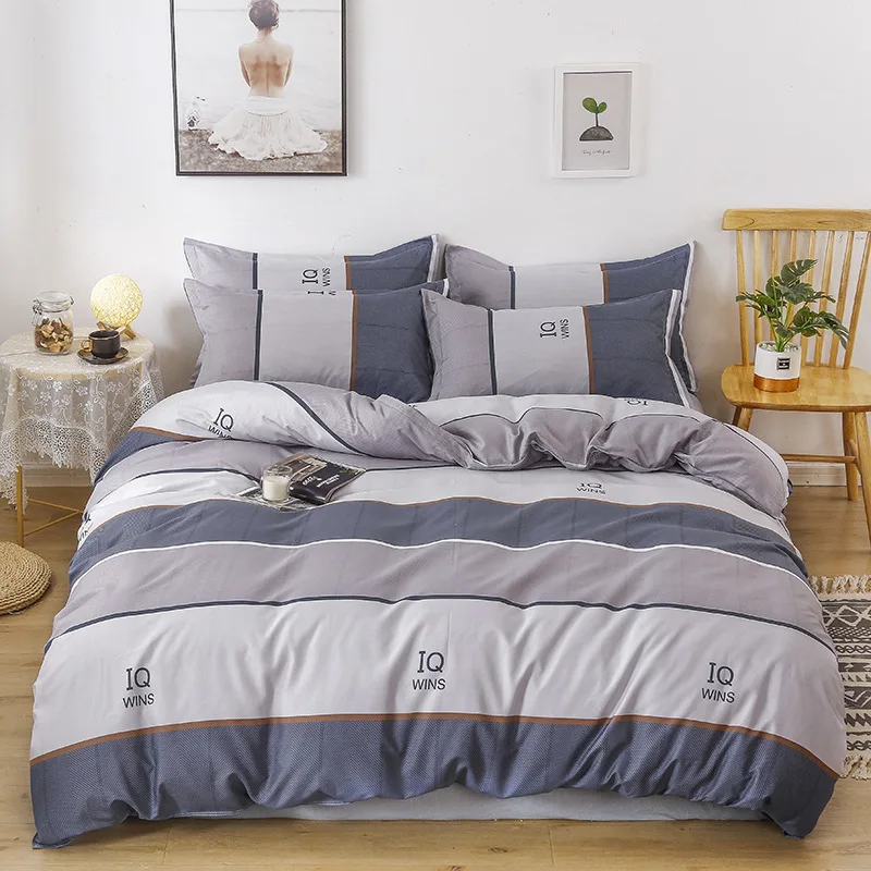 

1314 Simple Four-piece Bedding Aloe Cotton Sheet Quilt Cover 1.8 M Home Textile North Sanding 3-piece Set of Students