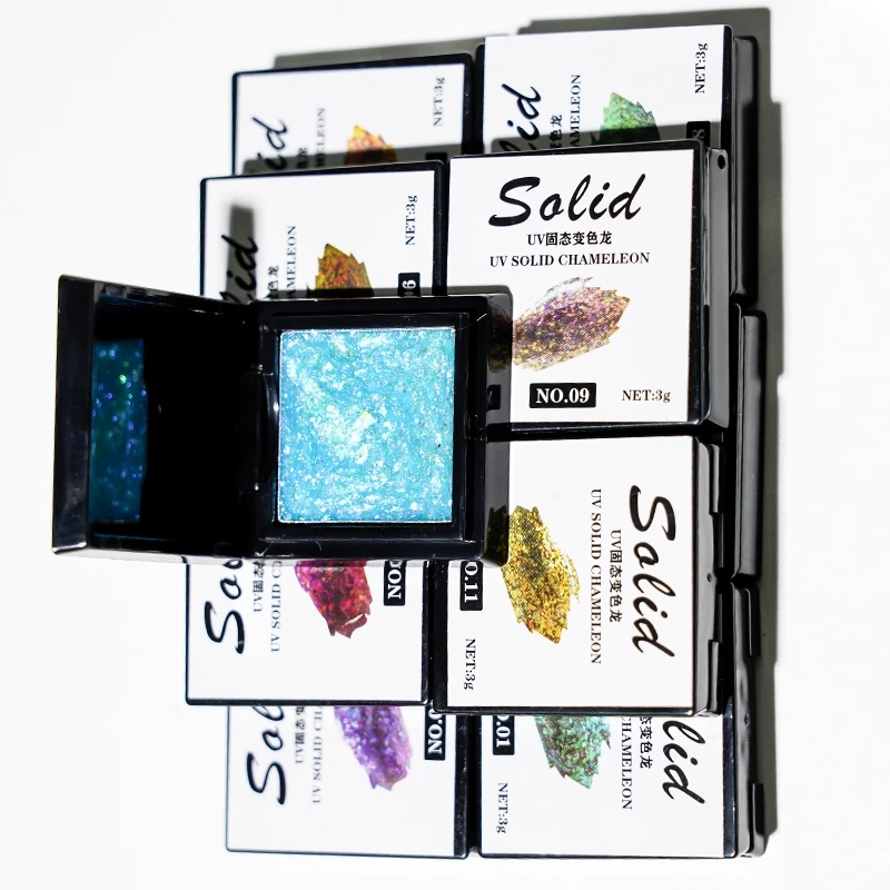3 г/кор. цветной твердый Блестящий УФ-Гель-лак для ногтей хамелеоновые