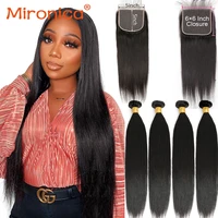 straight bundles with closure 5x5 6x6 hd peruvian human hair bundles with frontal and 3 4 bundles weave 40 inch remy extension