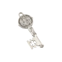 saint benedict exorcism zinc alloy metal catholic cross key charm 20pcs 19 5x52mm pendants handmade diy jewelry