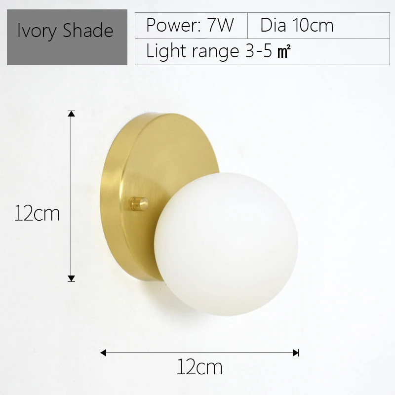 

Modern Led Brass Glass Ball Wall Light Lamp Nordic Headboard Bedside Corridor Porch Balcony Led Wall Lamp Glass Ball