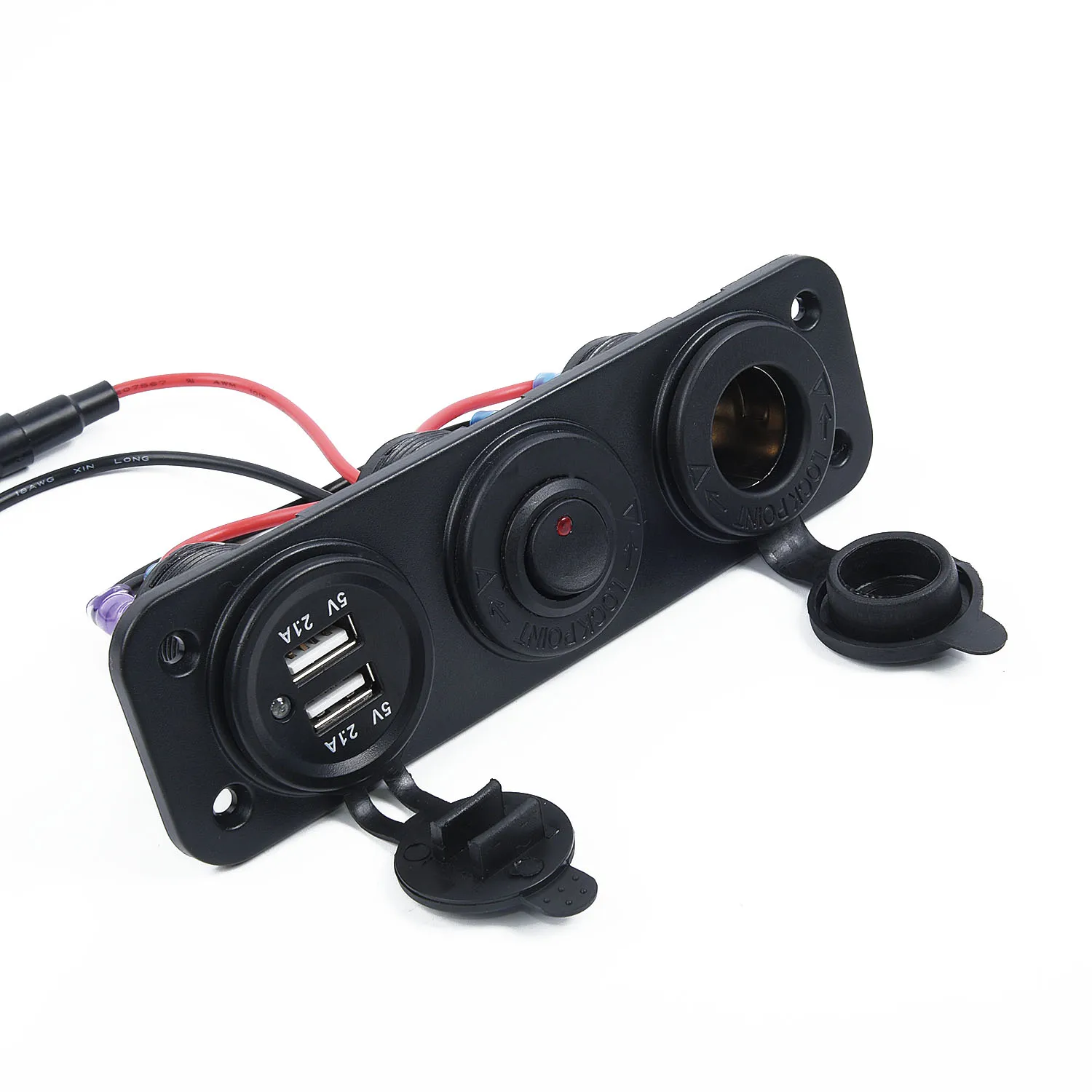 USB-Зарядное устройство 2.1A 12V-24V Мощность розетка переключатель ВКЛ-ВЫКЛ Панель для