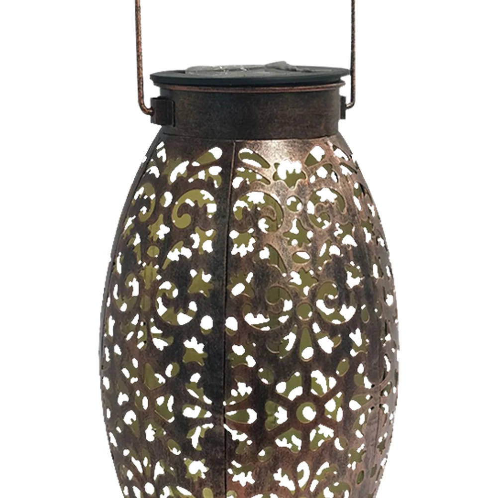 

Lights Metal Lamp Courtyard Decor Metallic LED Solar Light Hollow Lantern Lamps Outdoor Garden Decoration Yard Home