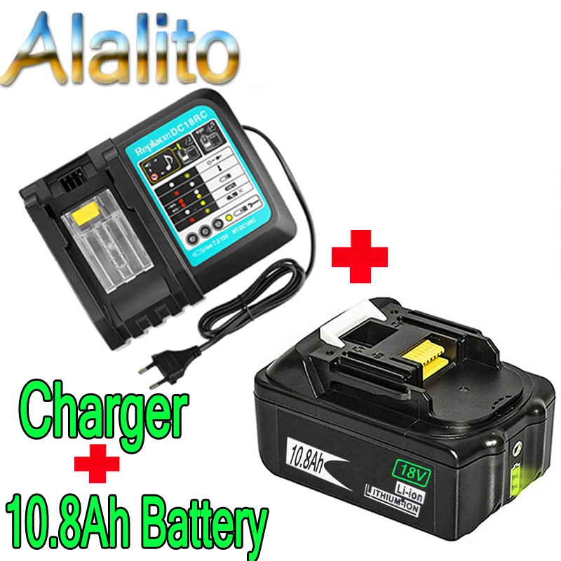 18В 10.8Ah аккумуляторная батарея 10800mah литий-ионная для MAKITA BL1880 BL1860 BL1830 + 3A зарядное