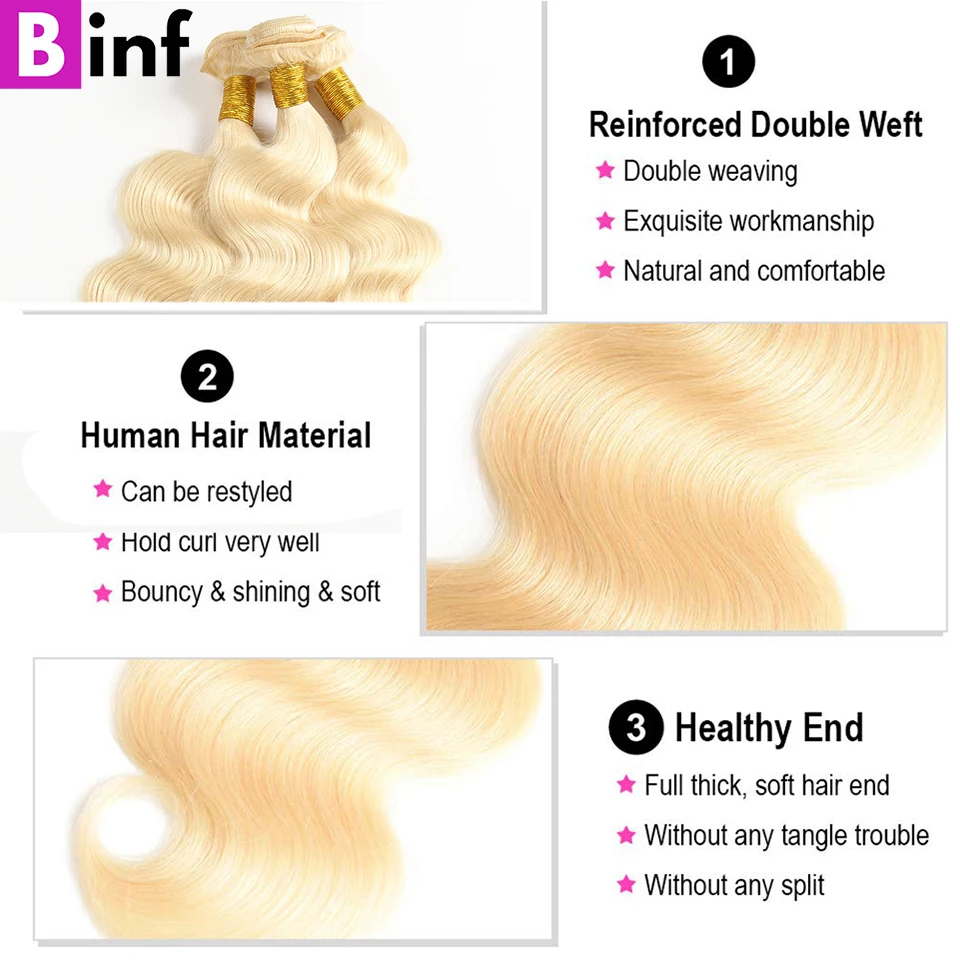 BINF 613 волнистые пряди бразильские волосы 100% человеческие remy 3/4 шт.|Пряди для