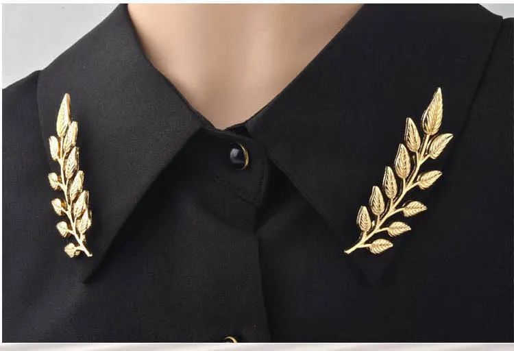 Я Remiel винтажная рубашка булавка для воротника в форме листьев брошь пшеничный