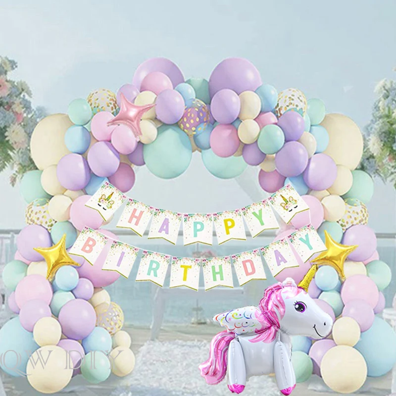 Arco de globos de feliz cumplea&ntilde;os para ni&ntilde;a, 147 piezas, decoraciones de confeti dorado, Heliums de l&aacute;tex, Kit de guirnalda de globos-1