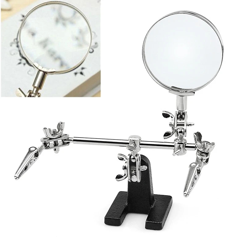 3 Hand Soldering Iron Stand Welding Tool Magnifying Glasses Jewelry Magnifier Clamp Holder Soldering Stand Auxiliary Clip loupe