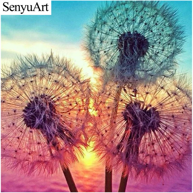 

SenyuArt Алмазная картина полная круглая вышивка картина мозаика Искусство Цветок Одуванчик Пейзаж Вышивка крестом Комплект украшение дома