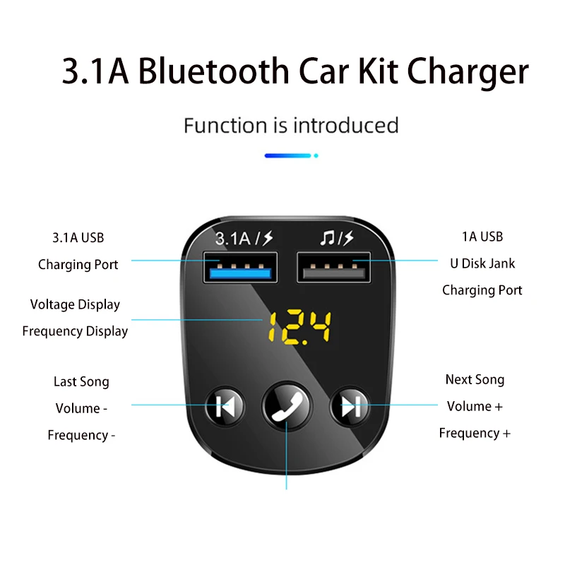 Автомобильный Bluetooth-приемник VAORLO 3 1 А 2 USB-порта | Мобильные телефоны и аксессуары