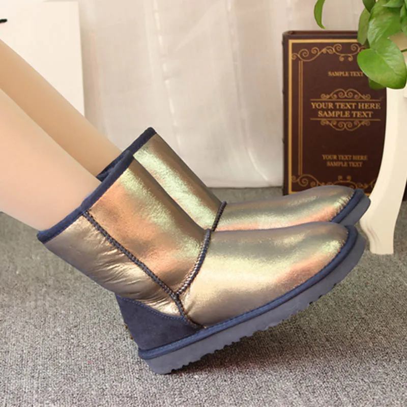 ; Коллекция года; зимние сапоги на натуральном меху; классические Mujer Botas; водонепроницаемые зимние сапоги из натуральной овечьей кожи; женская обувь - Цвет: Blue