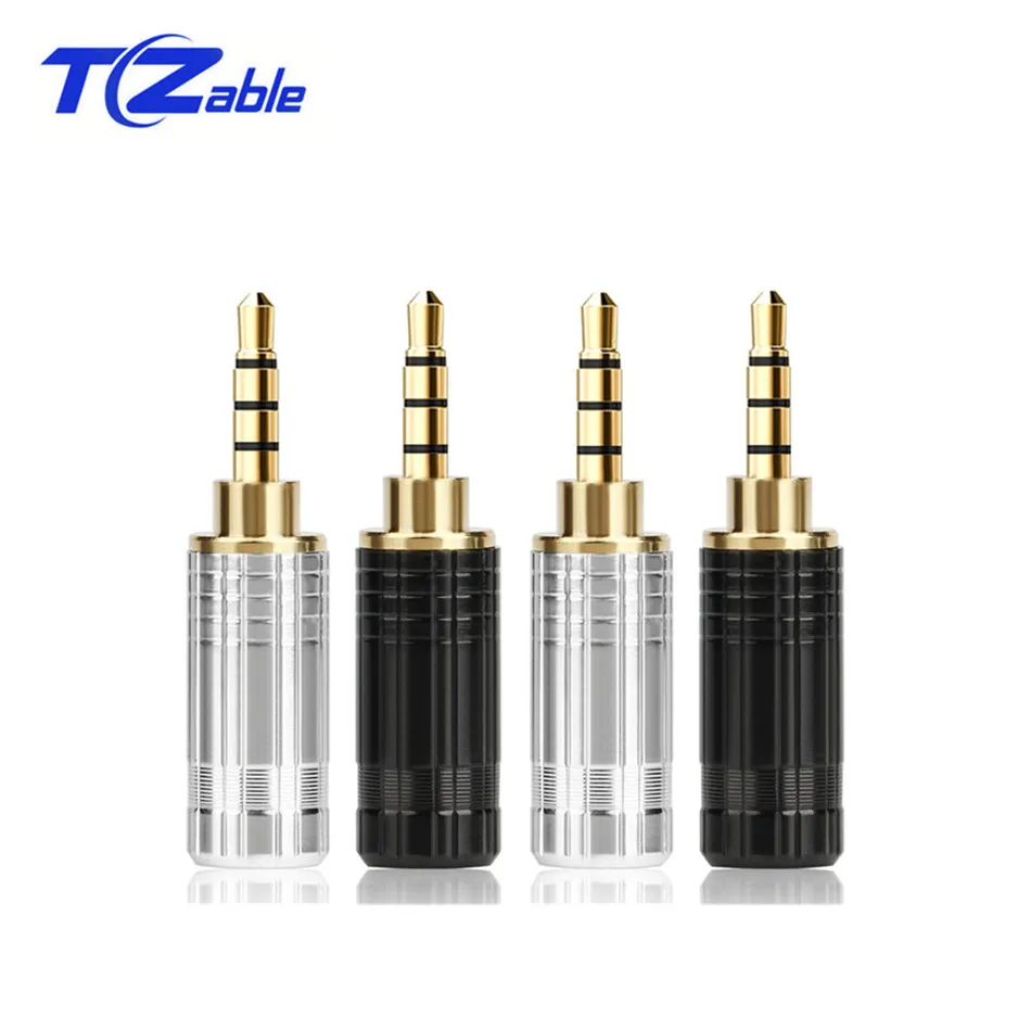 

2.5mm DIY Earphone Splice Adapter Audio Jack 4 Pole HiFi Stereo Headphone Solder Wire Connector Repair Metal Plug Black Silver