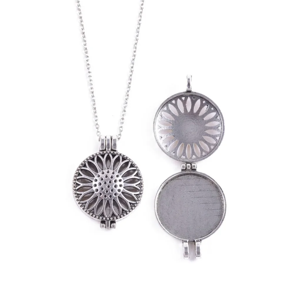Круглые кулоны серебряного цвета для ароматерапии 10 шт. 32 мм|locket pendant|diffuser locketoil