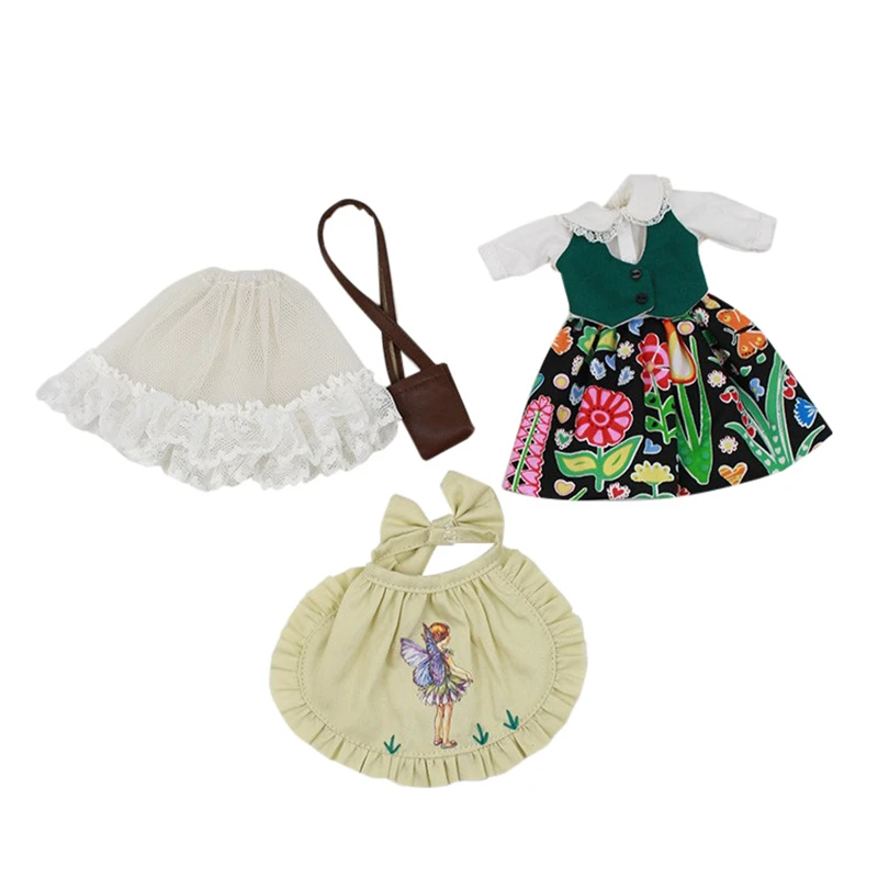 Ледяной DBS Blyth кукла игрушка наряд цветок костюм зеленый с сумками фартук|for dolls|for