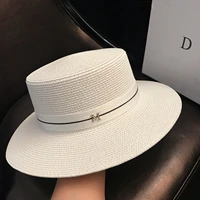 sun hats for women straw wide brim hat female dress hat womens summer caps beach hat white flat top fedroas hat korean fashion