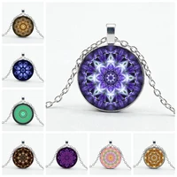 vintage sacred mandala flower necklace charm energy pattern religion faith pendant necklace ladies jewelry gift
