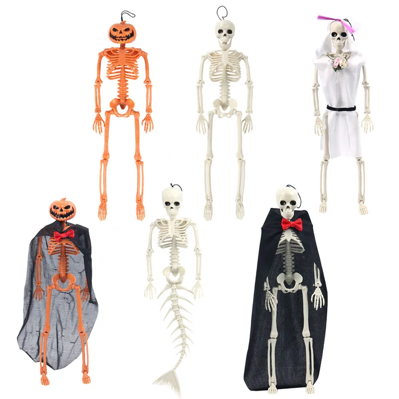 40 см Хэллоуин Забавный реалистичный пластиковый скелет со скелетом-тыквой