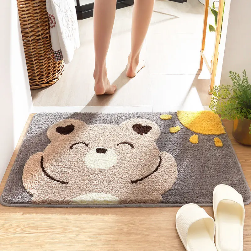 

Bath Mat Bathroom Non-Slip Rug Daisy Floral Kitchen Absorbent Microfiber Mat Anti-fall Door Mat for Floor Toilet Household
