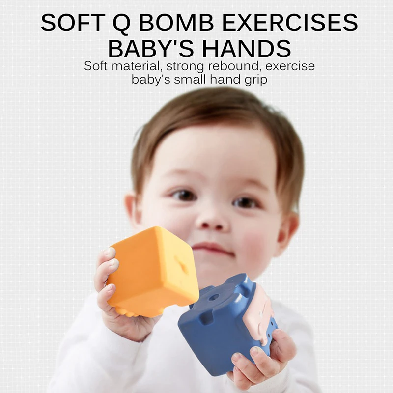 

Building Silicone Blocks Grasp Toy Baby Massage Rubber Teethers Squeeze Sensory Montessori Bath Toy For Kids Gift