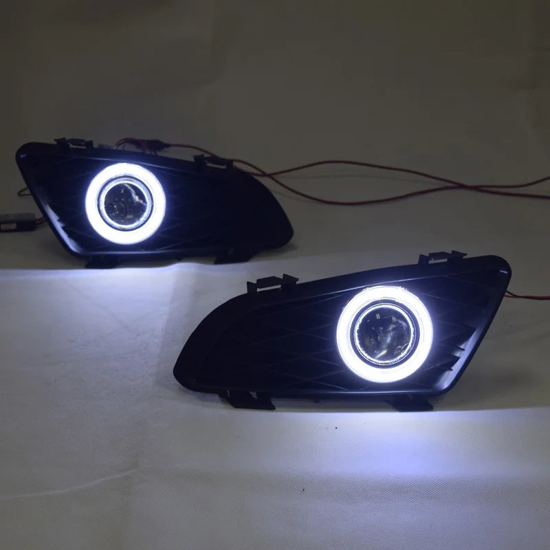 1 Pair LED Daytime Running Light with Halogen Fog Lamp for Mazda 6 2003 2004 2005 2006 2007 2008 replace original fog lamp hole |