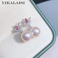 yikalaisi 925 sterling silver earrings jewelry for women 8 9mm round natural freshwater pearl earrings 2021 new wholesales