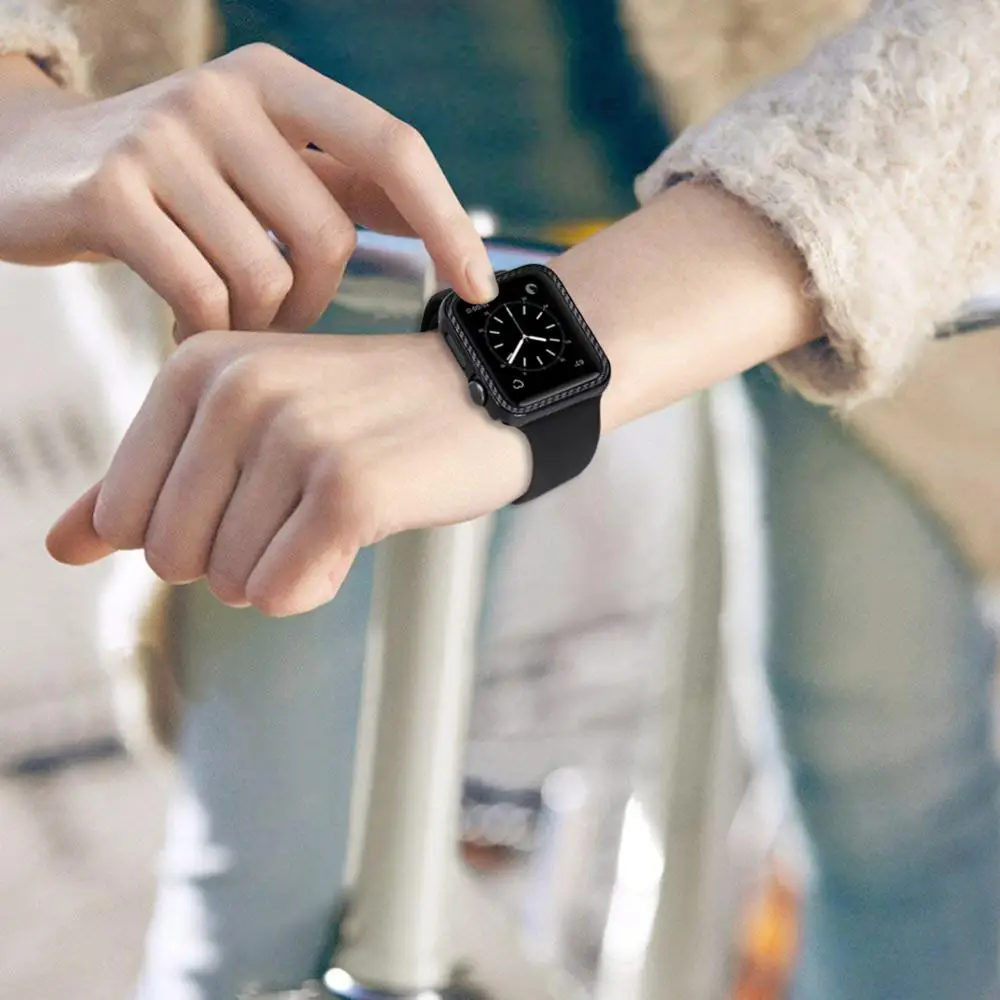 Защитный чехол из углеродного волокна для Apple Watch 5 4 3 2 1 iWatch 38 мм 42 40 44 бампер