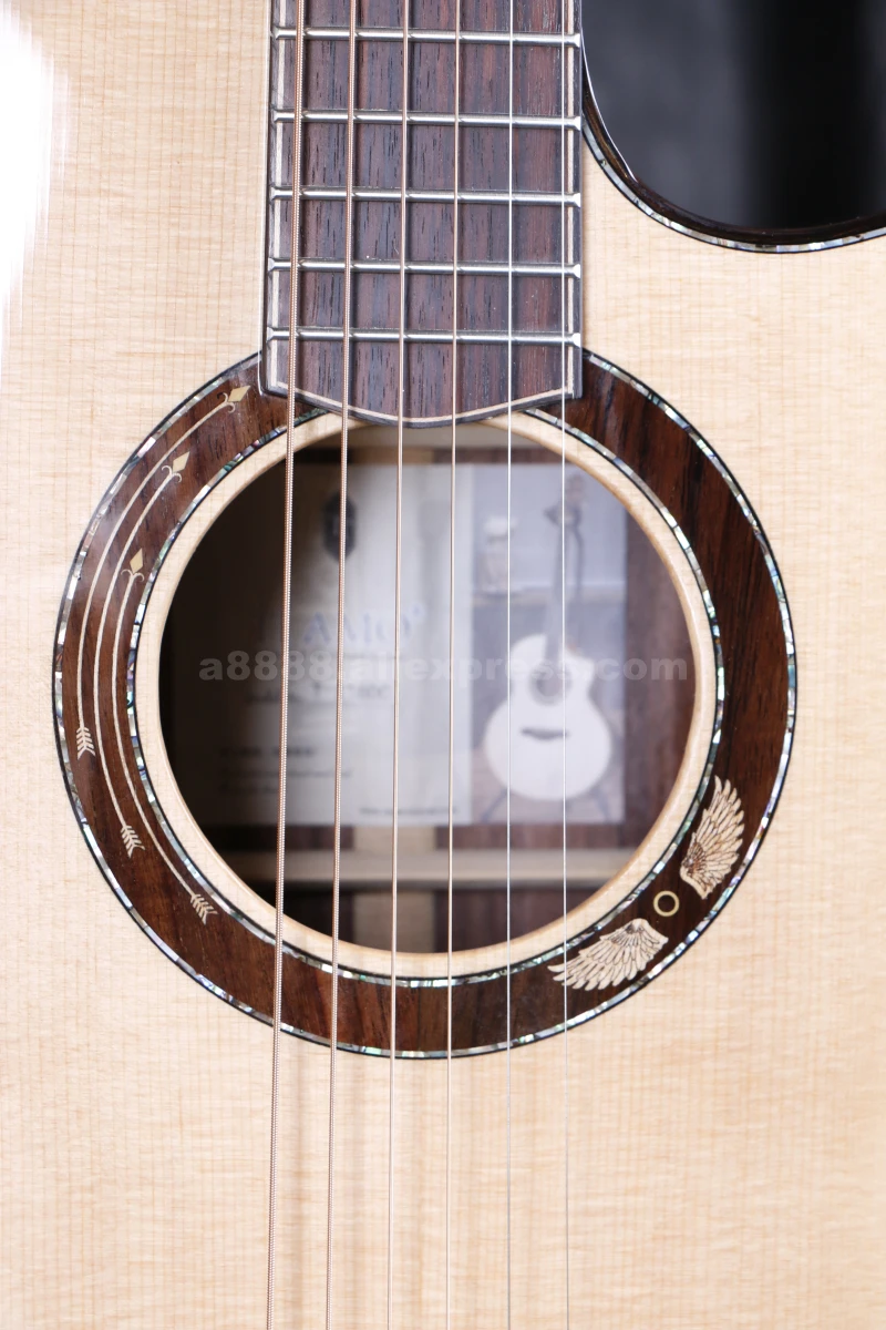 Finlay Tiamo T-A160CE, профессиональная прочная гитара с звукоснимателем, 4" гитара с еловым верхом/ламинированный корпус из палисандра+ жесткий чехол