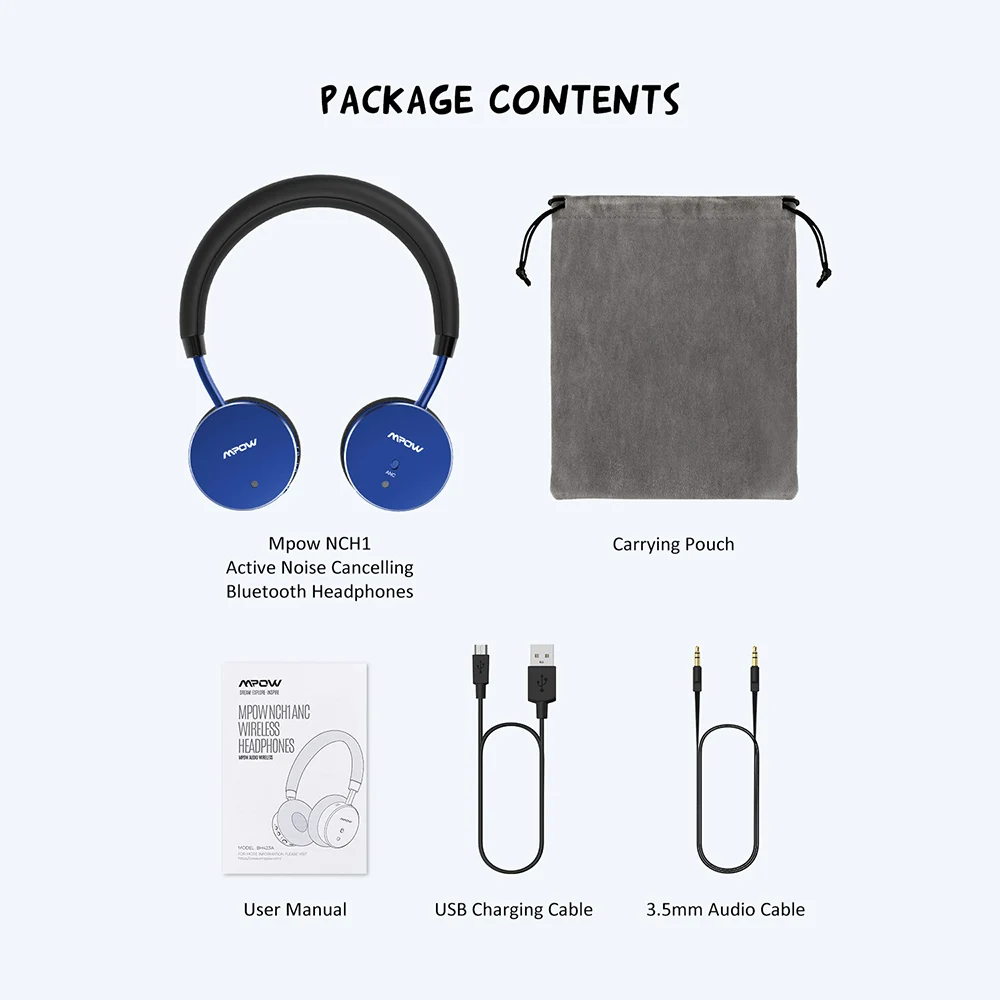 

Mpow NCH1 Bluetooth 5.0 Headphone Acitve Noise Cancelling Wireless Headet Volume Limited Kids Headphone 12 Hours Playtime For PC