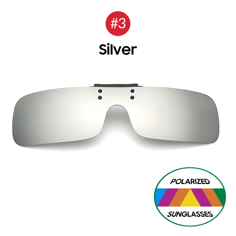 3 Silver VIVIBEE Siamese Мужские квадратные поляризованные очки с клипсой для ночного вождения с желтым поляризационным покрытием женские зажимы в виде солнцезащитных очков для близорукости - Цвет линз: 3 Silver