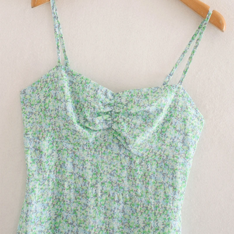 

Holiday style Women Spaghetti Strap Dress Summer Sexy Split Floral print Slim Lady Midi Party club Dresses 2020 New INKEO 9D256