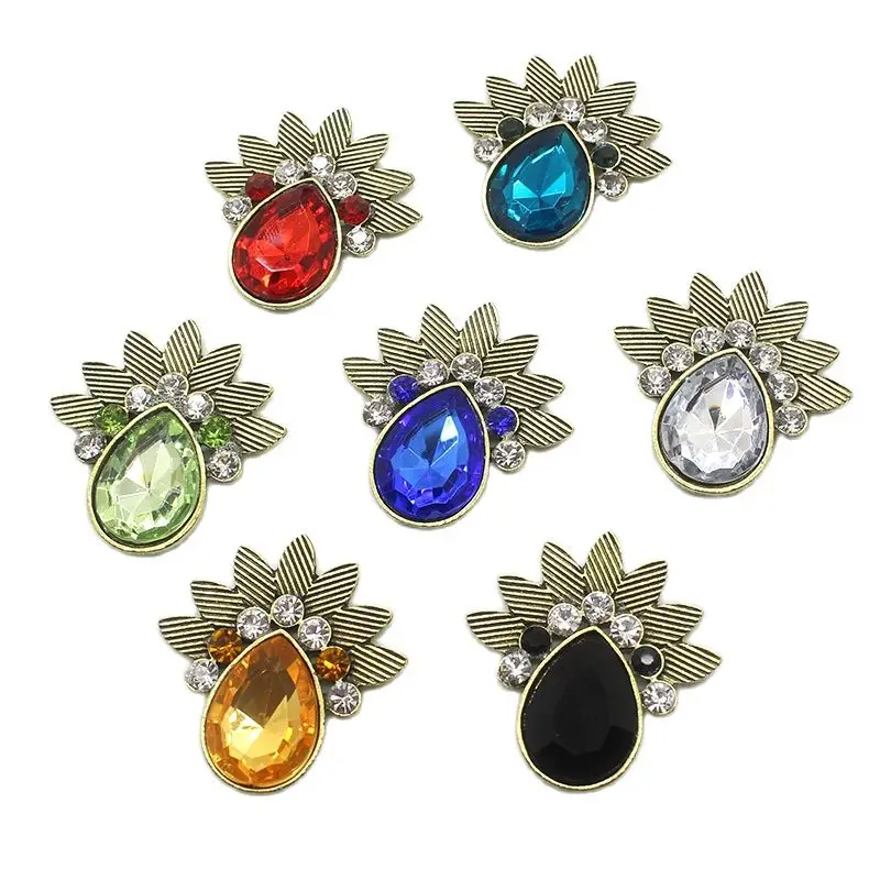 

10pcs/lot 32*31MM Metal Alloy Resin Rhinestone Button for DIY Clothing Decorative Button Hand Sewing Accessories