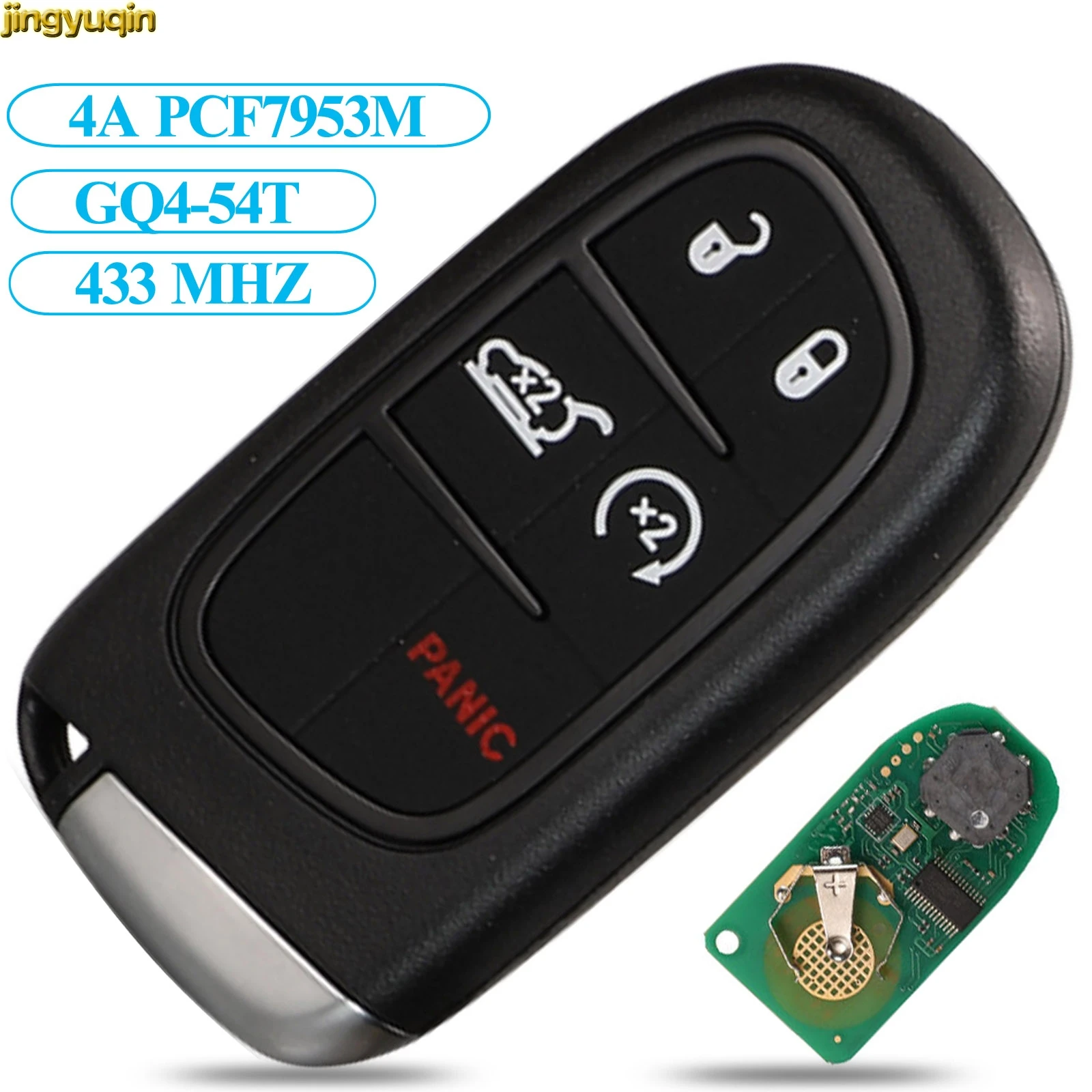 Jingyuqin Keyless Go 433 МГц Hitag AES 4A PCF7953M чип GQ4 54T дистанционный ключ для автомобиля Jeep Cherokee