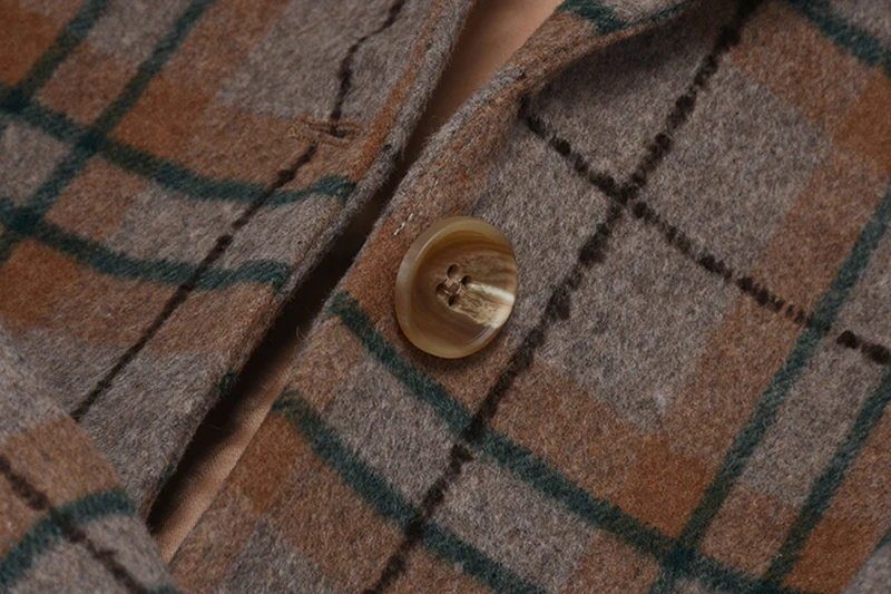 

[EAM] Women Big Size Yellow Plaid Woolen Blazer New Lapel Long Sleeve Loose Fit Jacket Fashion Tide Autumn Winter 2021 1DD1191