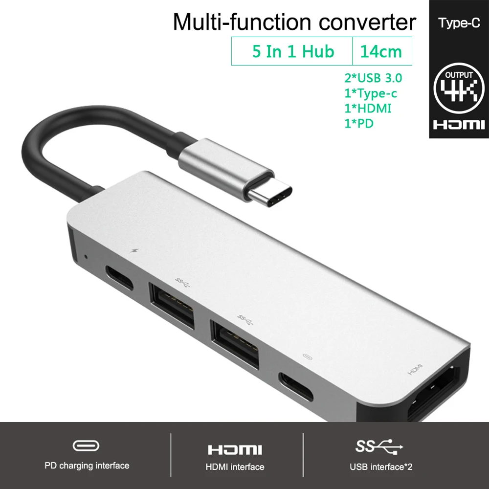 Разветвитель концентратора 9 в 1 USB Type C HDMI 4K /SD/TF кардридер/PD зарядка 3 5 мм аудио/RJ45