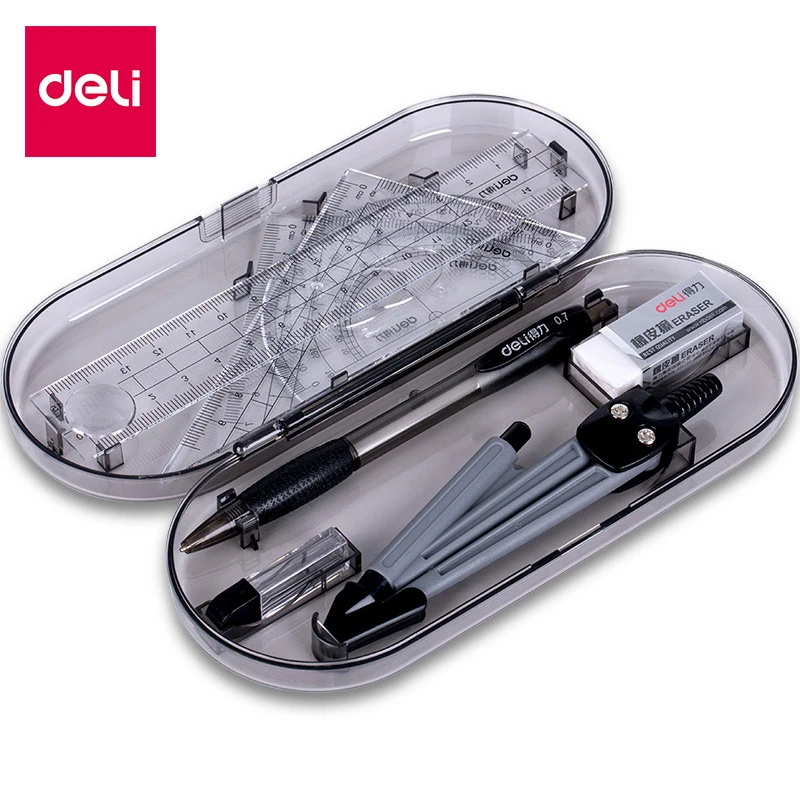 

Deli Compass and Ruler Student School Drafting supplies 8pcs set