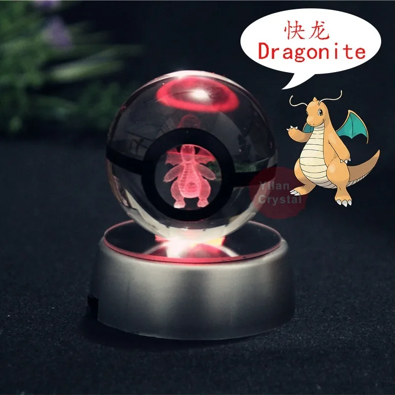 Аниме Покемон хрустальный шар 3d лазерная гравировка белки дизайн со